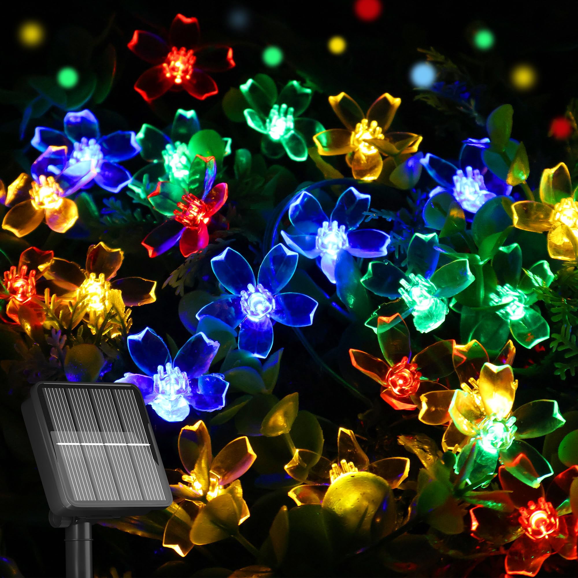 Solar String Lights for Outside，50 LED Solar Flower Lights